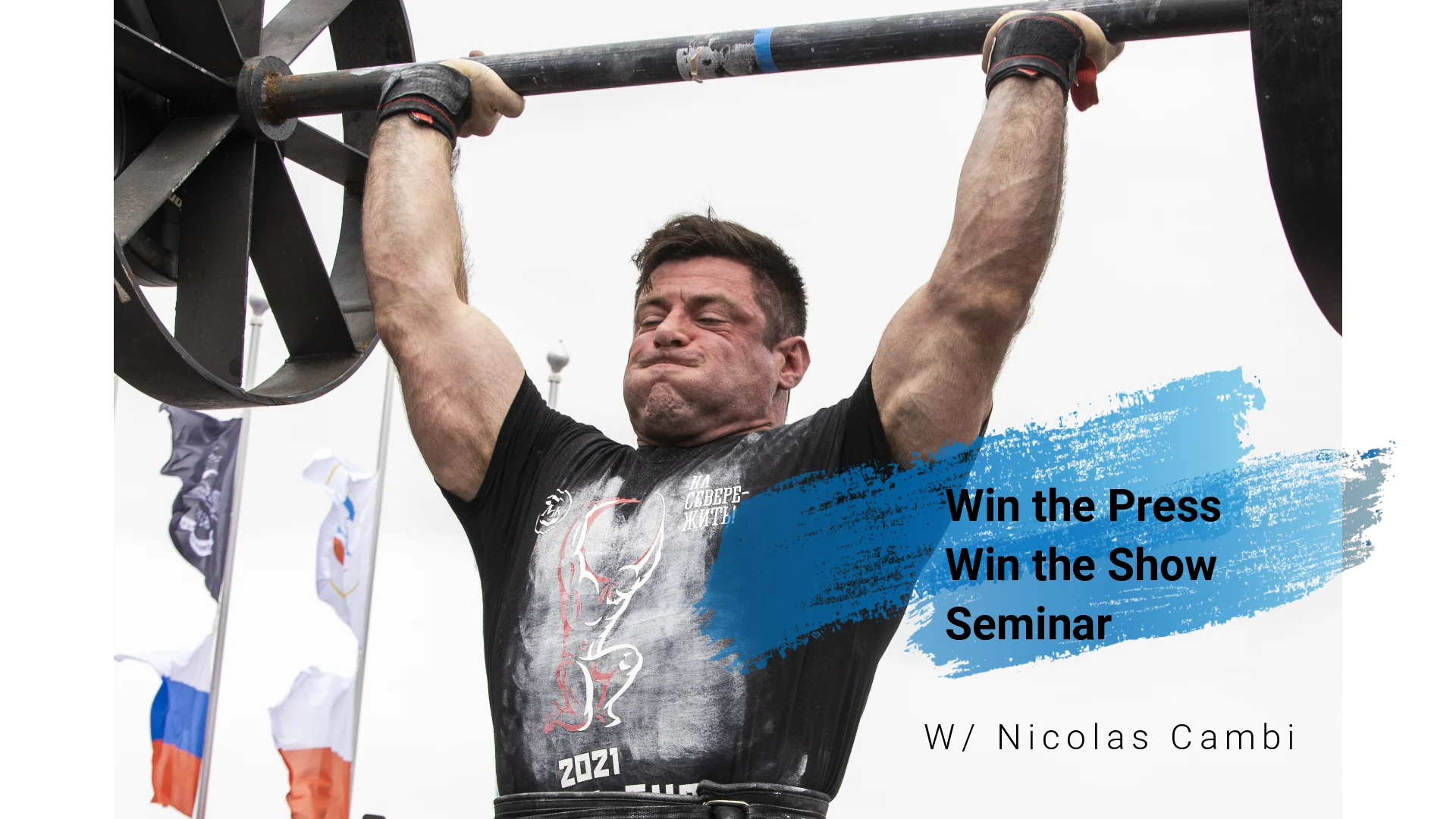 Nicolas Cambi (seminar) Win the Press, Win the Show! banner